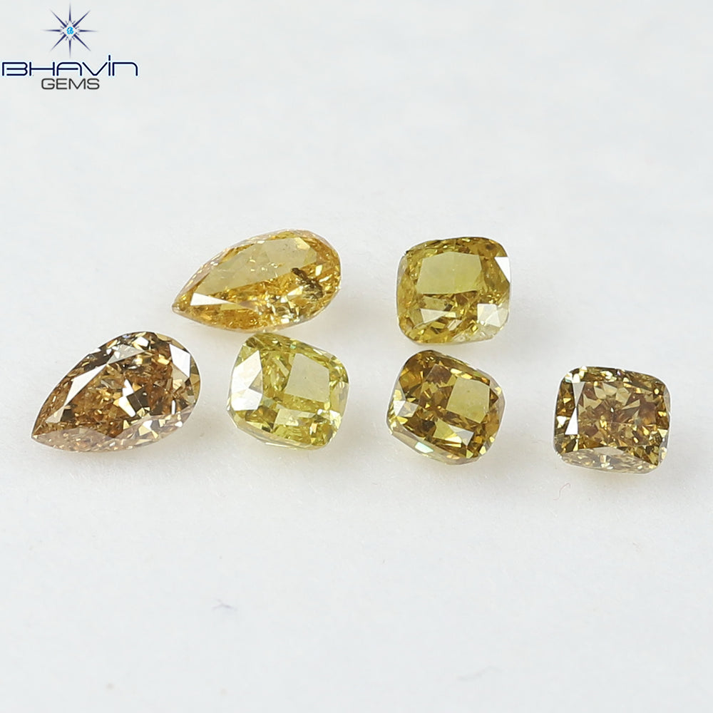 1.25 CT/6 Pcs Natural Mix Diamond Mix Fancy Color Clarity SI (5.00 MM)
