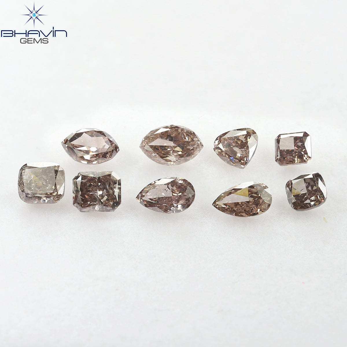 2.42 CT/9 Pcs Natural Mix Diamond Brown Pink Color Clarity SI (5.55 MM)