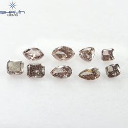 2.42 CT/9 Pcs Natural Mix Diamond Brown Pink Color Clarity SI (5.55 MM)