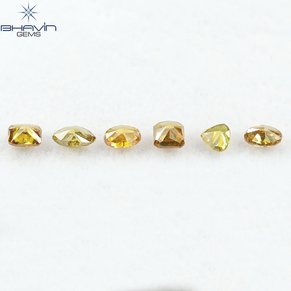 1.30 CT/6 Pcs Natural Mix Diamond Orange Color Clarity I1 (4.88 MM)