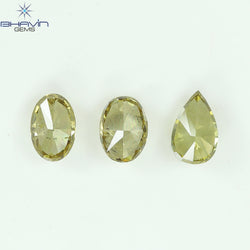 1.08 CT/3 Pcs Natural Mix Diamond Green-Yellow Color Clarity SI (5.78 MM)