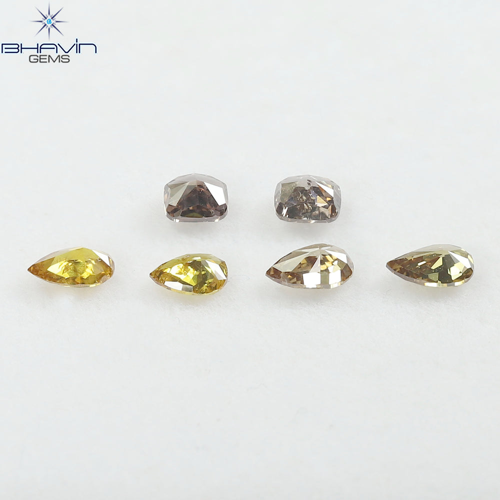 1.33 CT/6 Pcs Natural Mix Diamond Mix Fancy Color Clarity SI (4.92 MM)