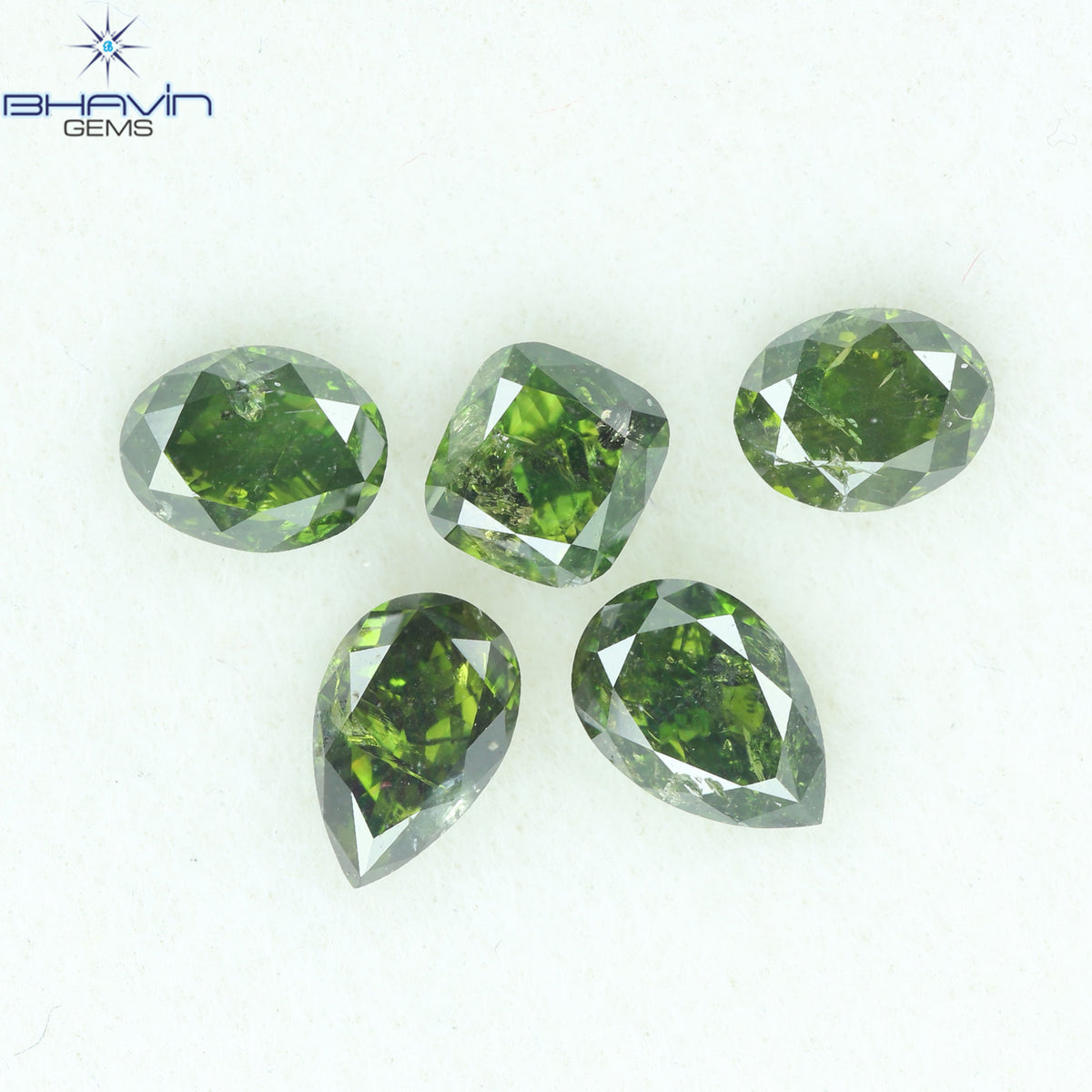 1.22 CT/5 Pcs Natural Mix Shape Diamond Enhanced Green Color Clarity I1 (4.65 MM)
