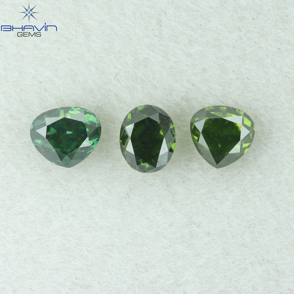0.63 CT/3 Pcs Natural Mix Shape Diamond Enhanced Green Color Clarity SI1 (3.55 MM)