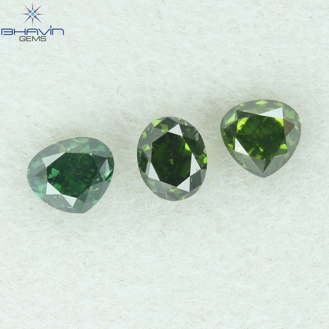 0.63 CT/3 Pcs Natural Mix Shape Diamond Enhanced Green Color Clarity SI1 (3.55 MM)