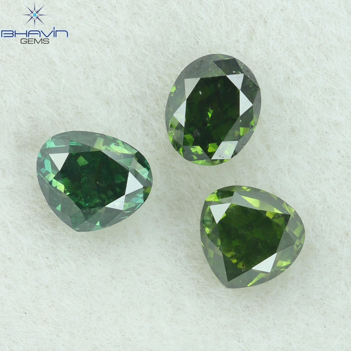 0.63 CT/3 Pcs Natural Mix Shape Diamond Enhanced Green Color Clarity SI1 (3.55 MM)