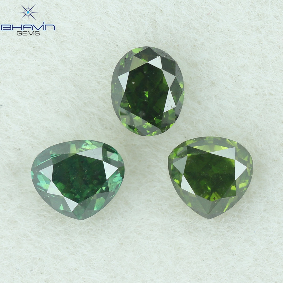 0.63 CT/3 Pcs Natural Mix Shape Diamond Enhanced Green Color Clarity SI1 (3.55 MM)