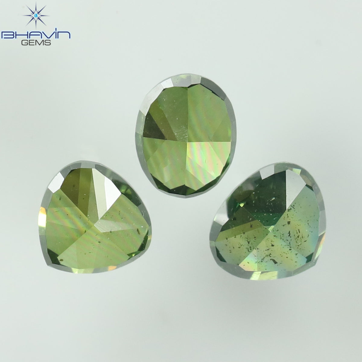 0.63 CT/3 Pcs Natural Mix Shape Diamond Enhanced Green Color Clarity SI1 (3.55 MM)