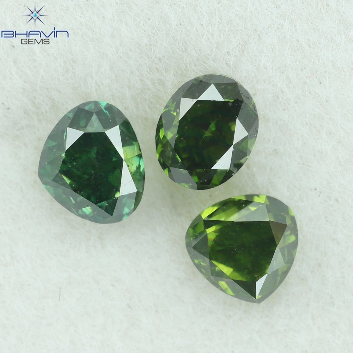 0.63 CT/3 Pcs Natural Mix Shape Diamond Enhanced Green Color Clarity SI1 (3.55 MM)