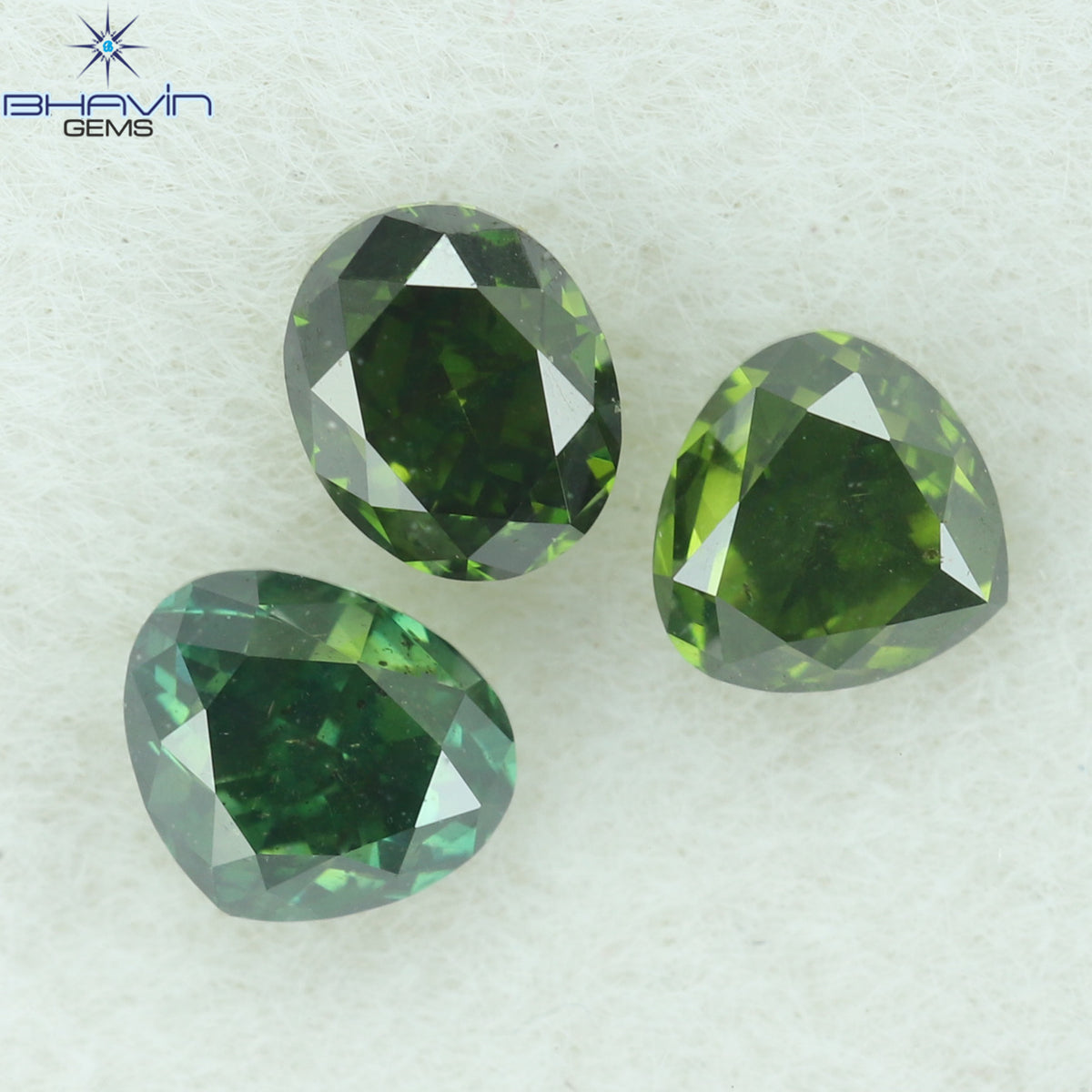 0.63 CT/3 Pcs Natural Mix Shape Diamond Enhanced Green Color Clarity SI1 (3.55 MM)