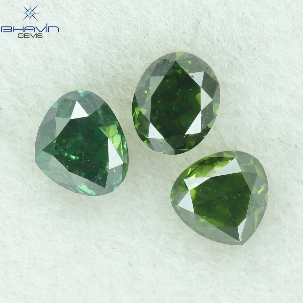 0.63 CT/3 Pcs Natural Mix Shape Diamond Enhanced Green Color Clarity SI1 (3.55 MM)