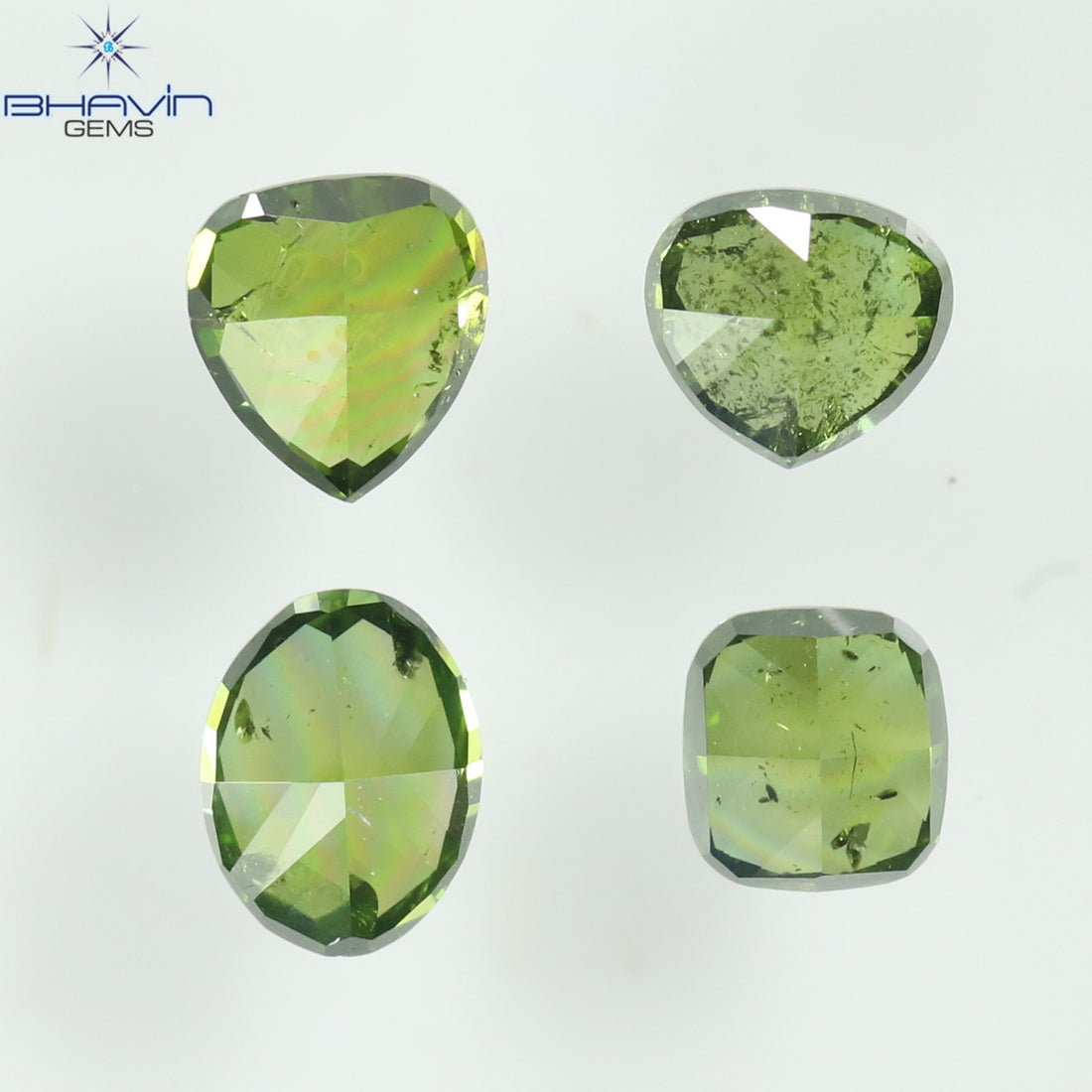 0.67 CT/4 Pcs Natural Mix Shape Diamond Enhanced Green Color Clarity SI2 (4.00 MM)