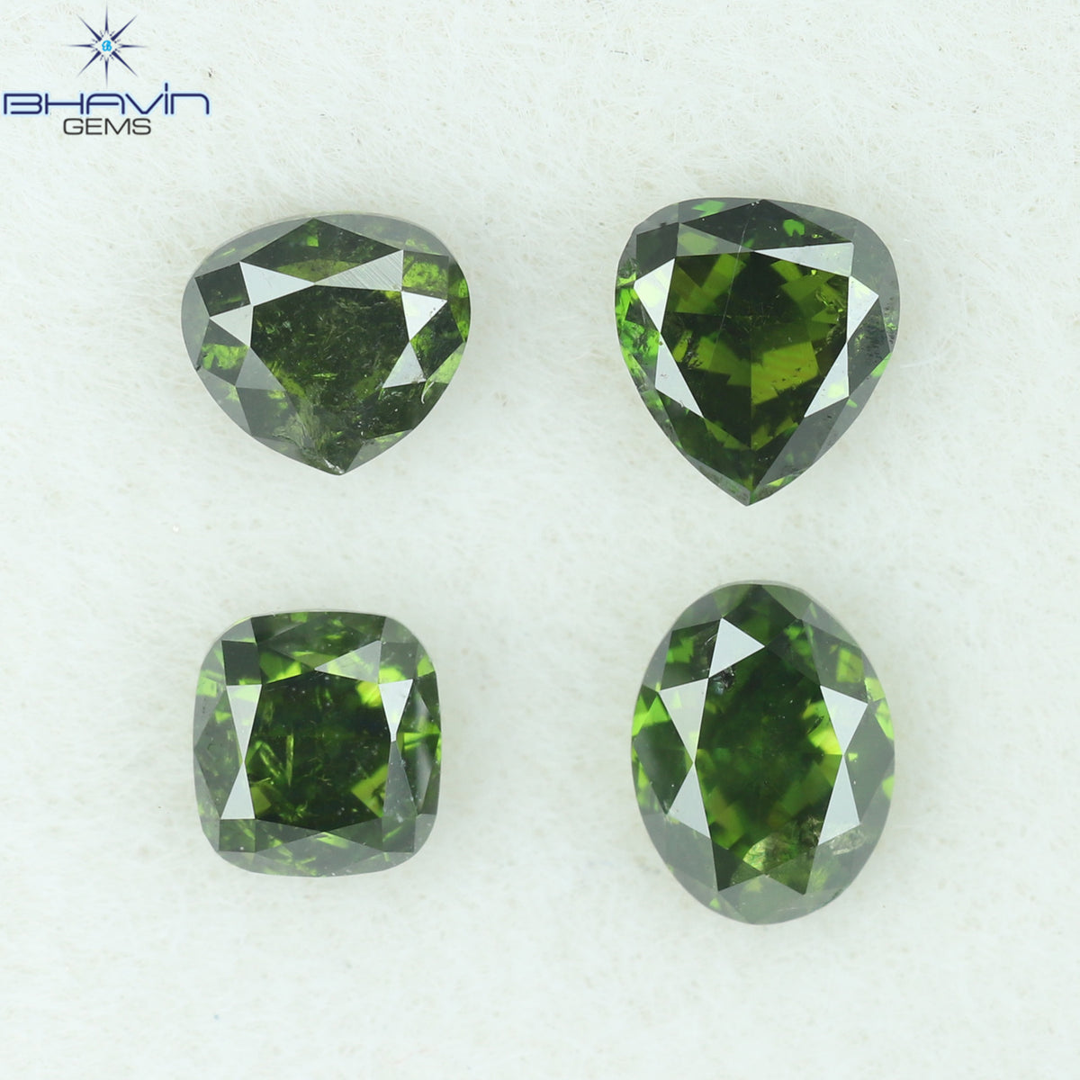 0.67 CT/4 Pcs Natural Mix Shape Diamond Enhanced Green Color Clarity SI2 (4.00 MM)