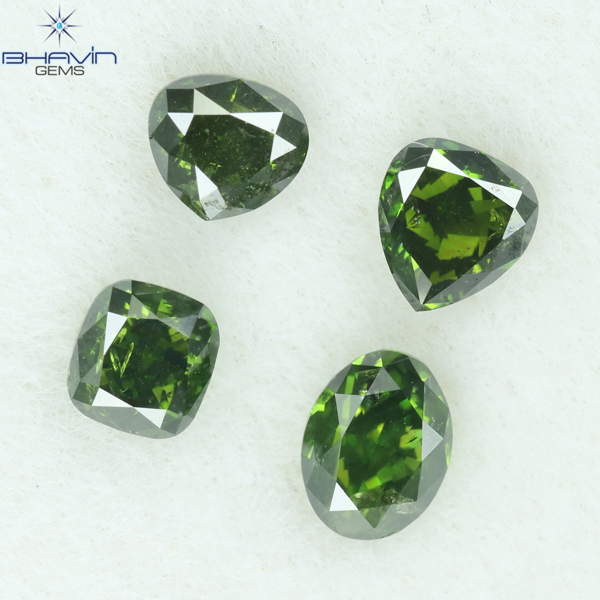 0.67 CT/4 Pcs Natural Mix Shape Diamond Enhanced Green Color Clarity SI2 (4.00 MM)