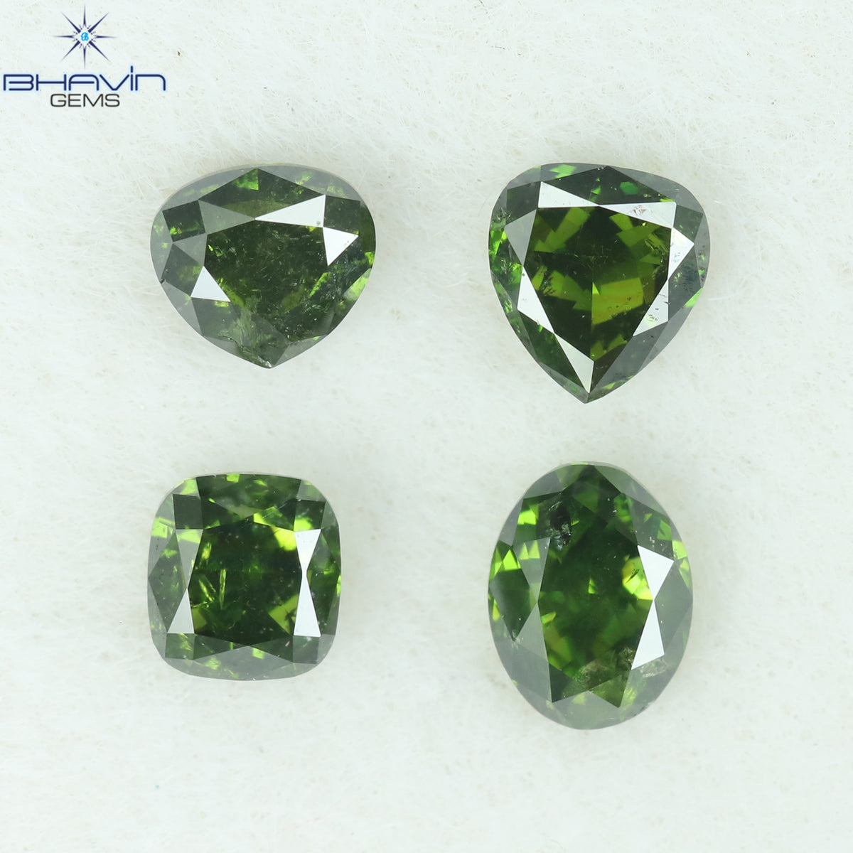 0.67 CT/4 Pcs Natural Mix Shape Diamond Enhanced Green Color Clarity SI2 (4.00 MM)