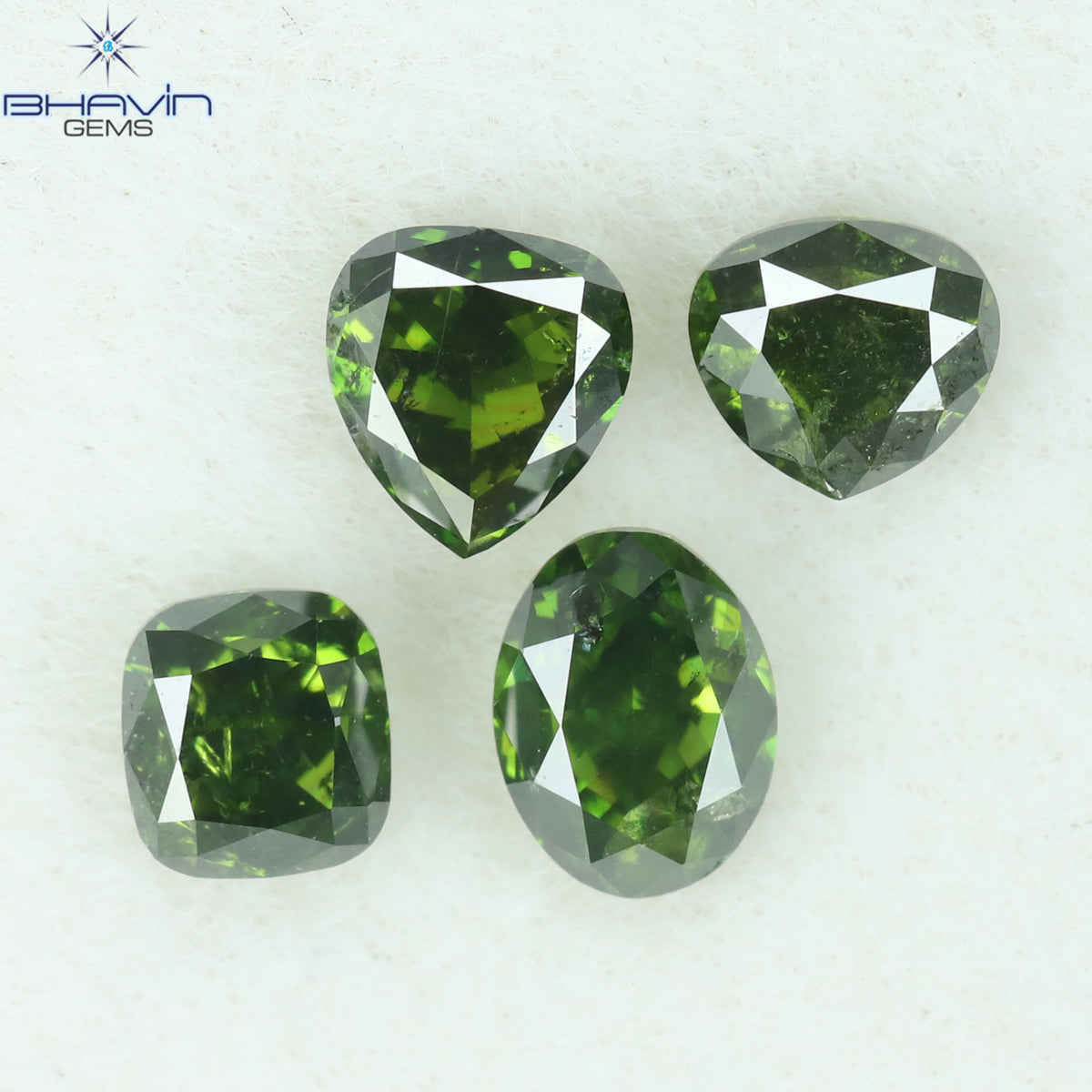 0.67 CT/4 Pcs Natural Mix Shape Diamond Enhanced Green Color Clarity SI2 (4.00 MM)