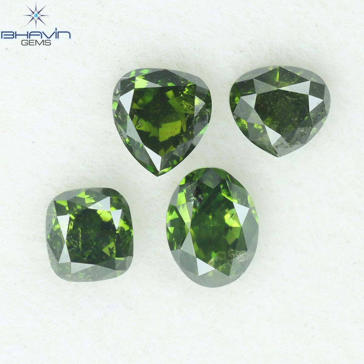 0.67 CT/4 Pcs Natural Mix Shape Diamond Enhanced Green Color Clarity SI2 (4.00 MM)