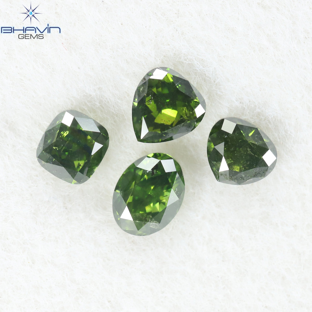 0.67 CT/4 Pcs Natural Mix Shape Diamond Enhanced Green Color Clarity SI2 (4.00 MM)