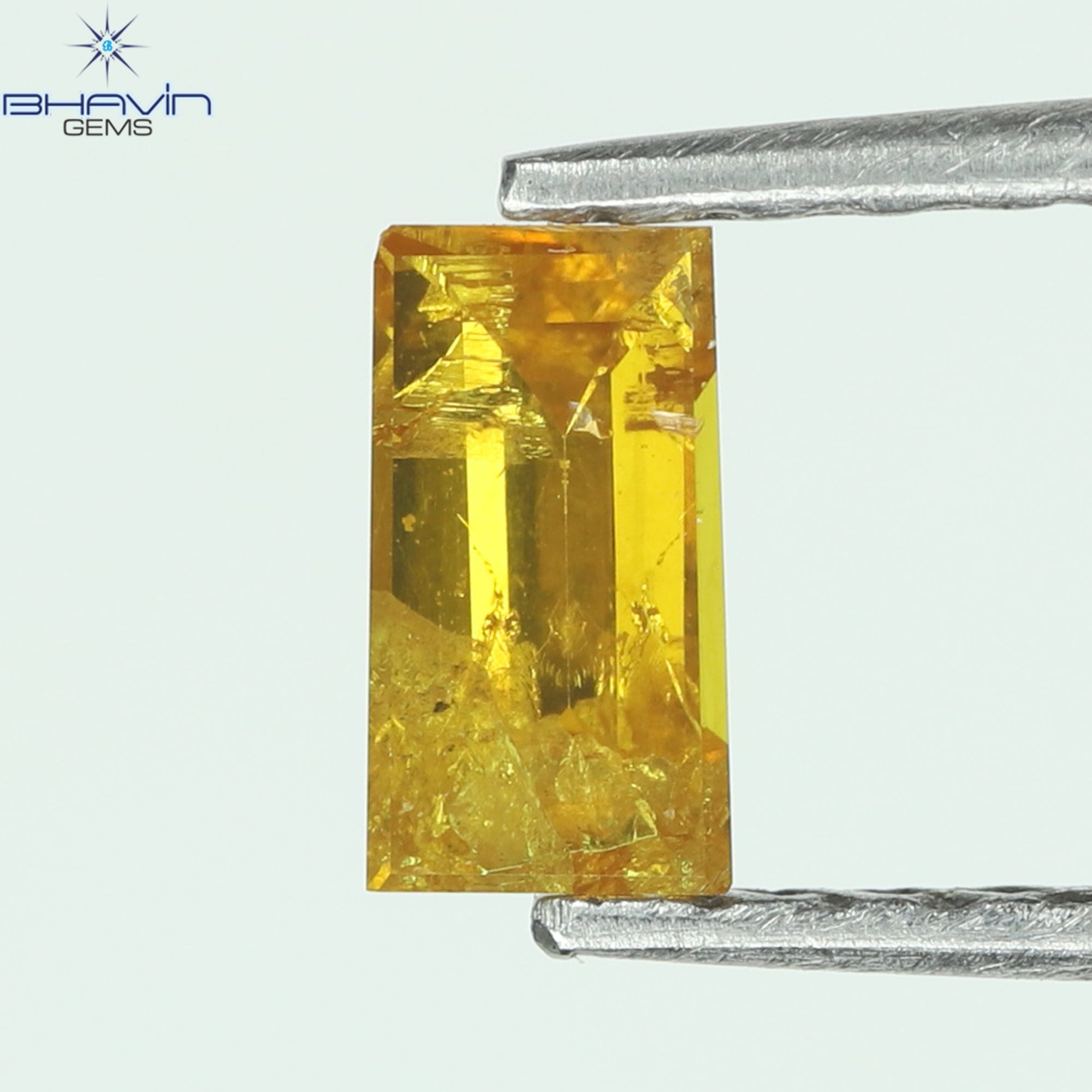 0.21 CT Baguette Shape Natural Diamond Orange Yellow Color I2 Clarity (5.08 MM)