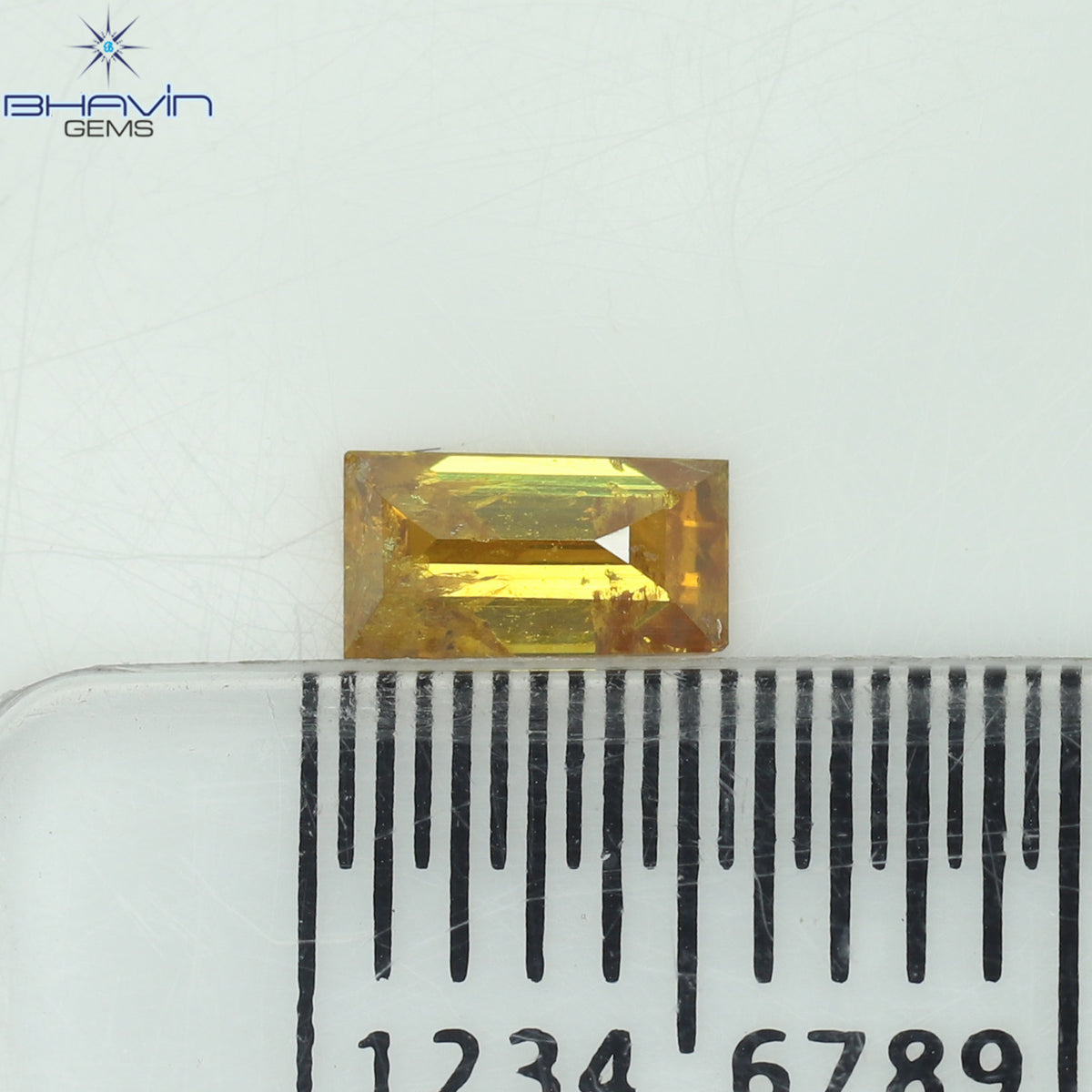 0.21 CT Natural Baguette Diamond Orange Yellow Color Clarity I2 (5.08 MM)
