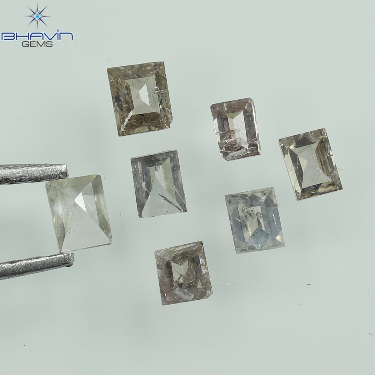 0.34 CT/7 Pcs Natural Square Baguette Diamond Brown (Mix) Color Clarity SI-I2 (2.46 MM)