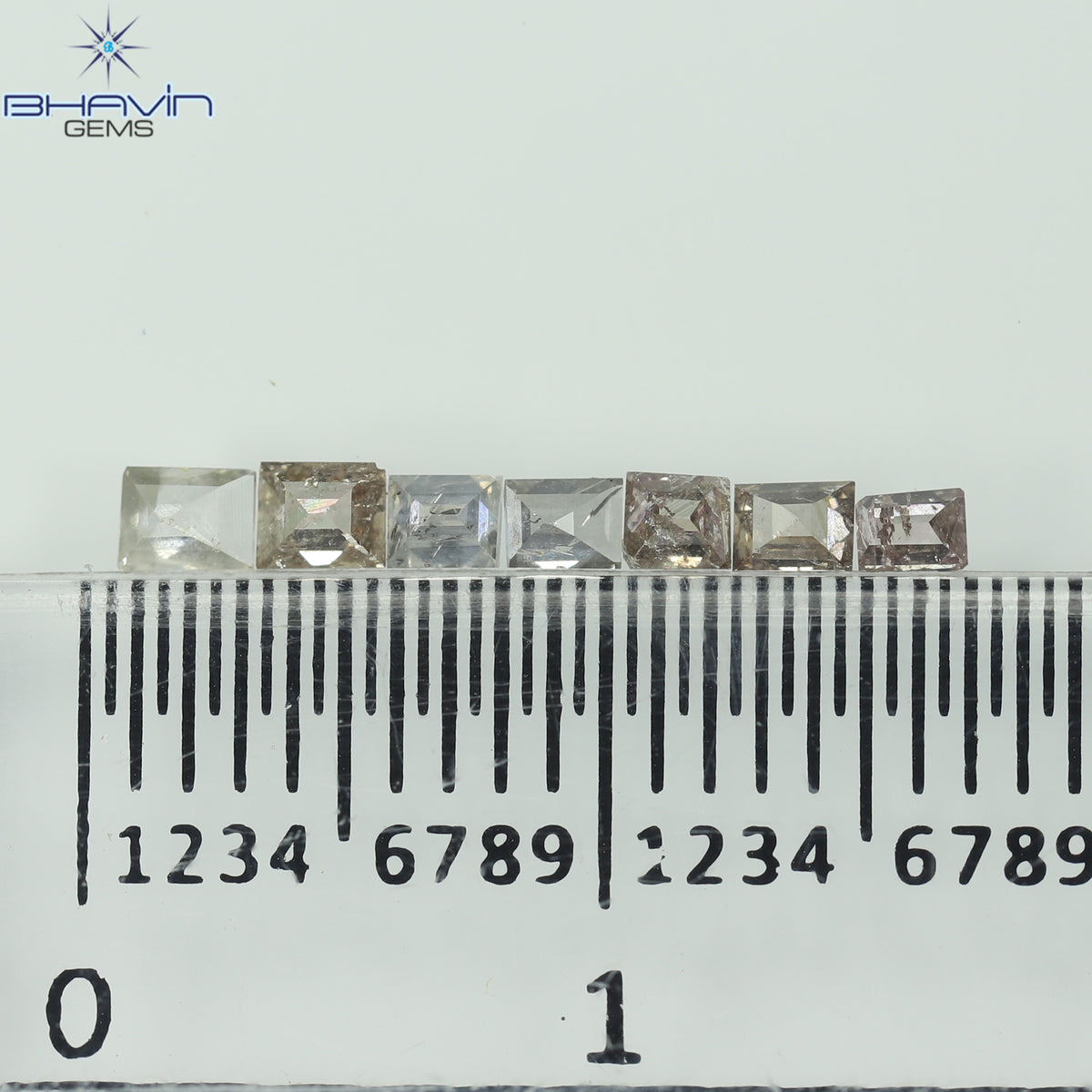 0.34 CT/7 Pcs Natural Square Baguette Diamond Brown (Mix) Color Clarity SI-I2 (2.46 MM)
