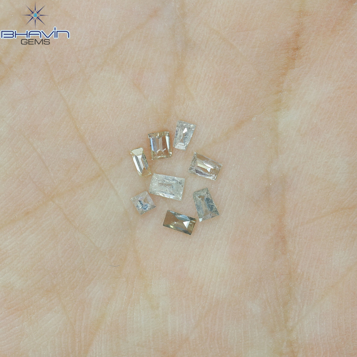 0.34 CT/7 Pcs Natural Square Baguette Diamond Brown (Mix) Color Clarity SI-I2 (2.46 MM)