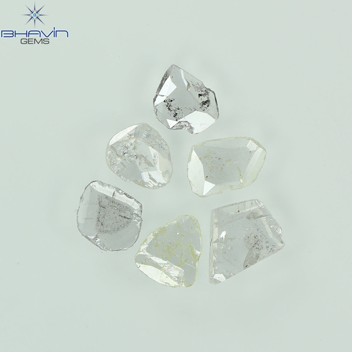 0.79 CT/6 Pcs Natural Slice (Polki) Diamond White Color Clarity Mix (5.48 MM)