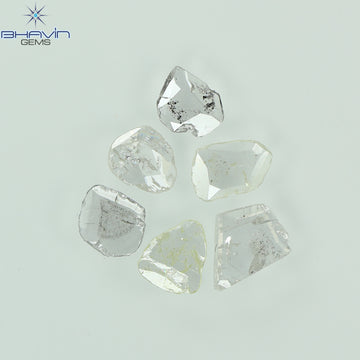 0.79 CT/6 Pcs Natural Slice (Polki) Diamond White Color Clarity Mix (5.48 MM)