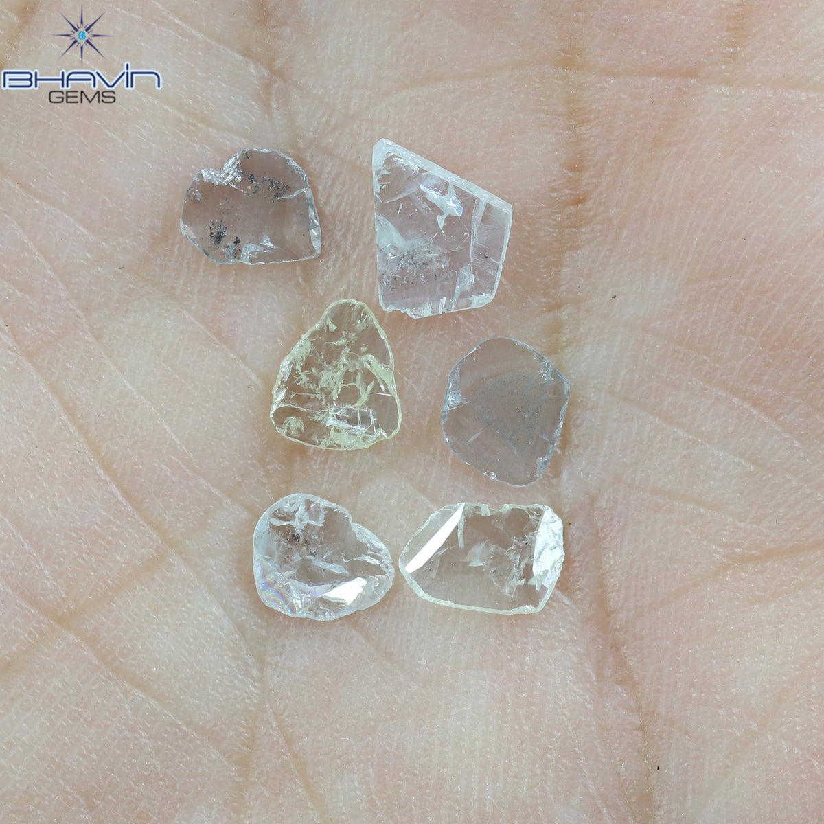 0.79 CT/6 Pcs Natural Slice (Polki) Diamond White Color Clarity Mix (5.48 MM)