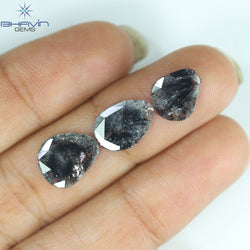 1.35 CT/2 ピース スライス形状 天然ダイヤモンド ソルト アンド ペッパー カラー I3 クラリティ (9.55 MM)