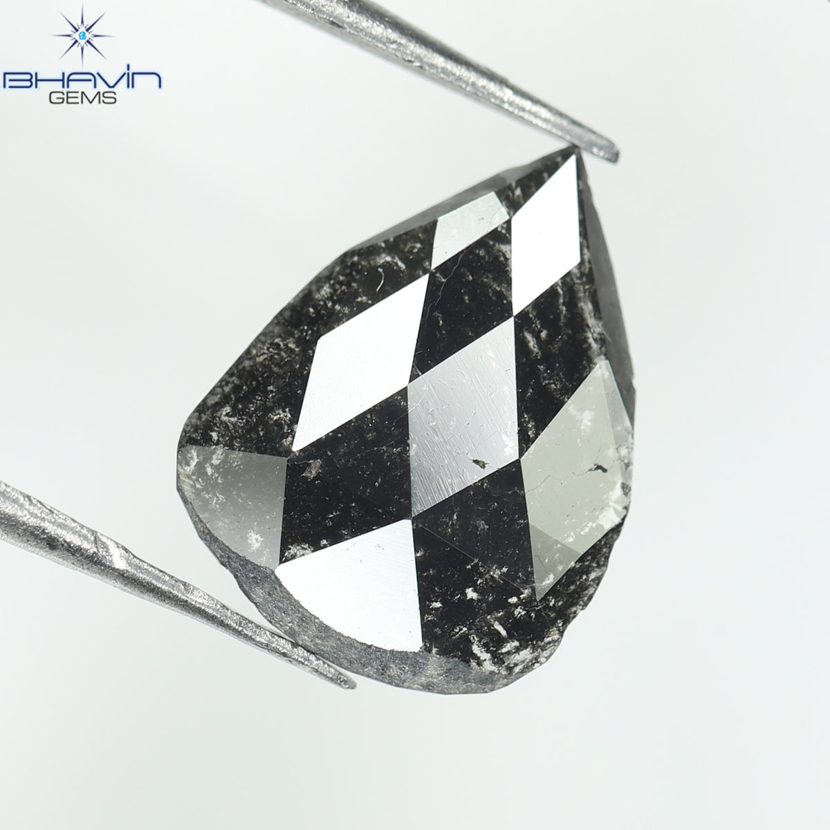0.78 CT Natural Pear Slice Diamond Salt and Pepper Color Clarity I3 (10.36 MM)
