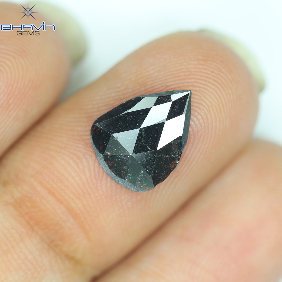 0.78 CT Natural Pear Slice Diamond Salt and Pepper Color Clarity I3 (10.36 MM)