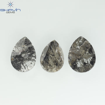 1.75 CT/5 ピース スライス形状 天然ダイヤモンド ソルト アンド ペッパー カラー I3 クラリティ (10.45 MM)