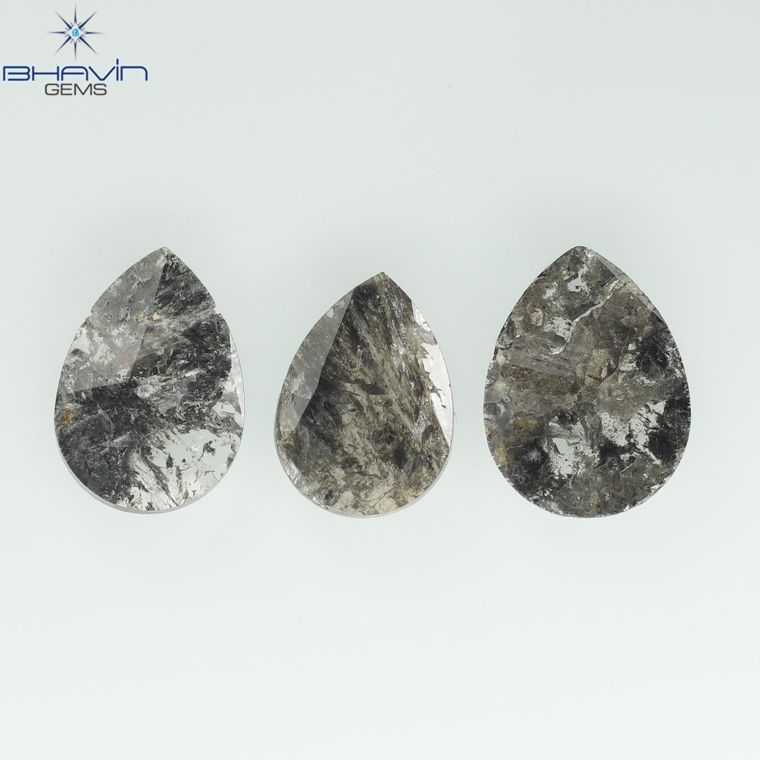 1.75 CT/5 ピース スライス形状 天然ダイヤモンド ソルト アンド ペッパー カラー I3 クラリティ (10.45 MM)