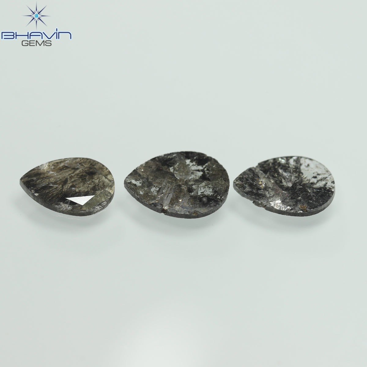 1.75 CT/5 ピース スライス形状 天然ダイヤモンド ソルト アンド ペッパー カラー I3 クラリティ (10.45 MM)