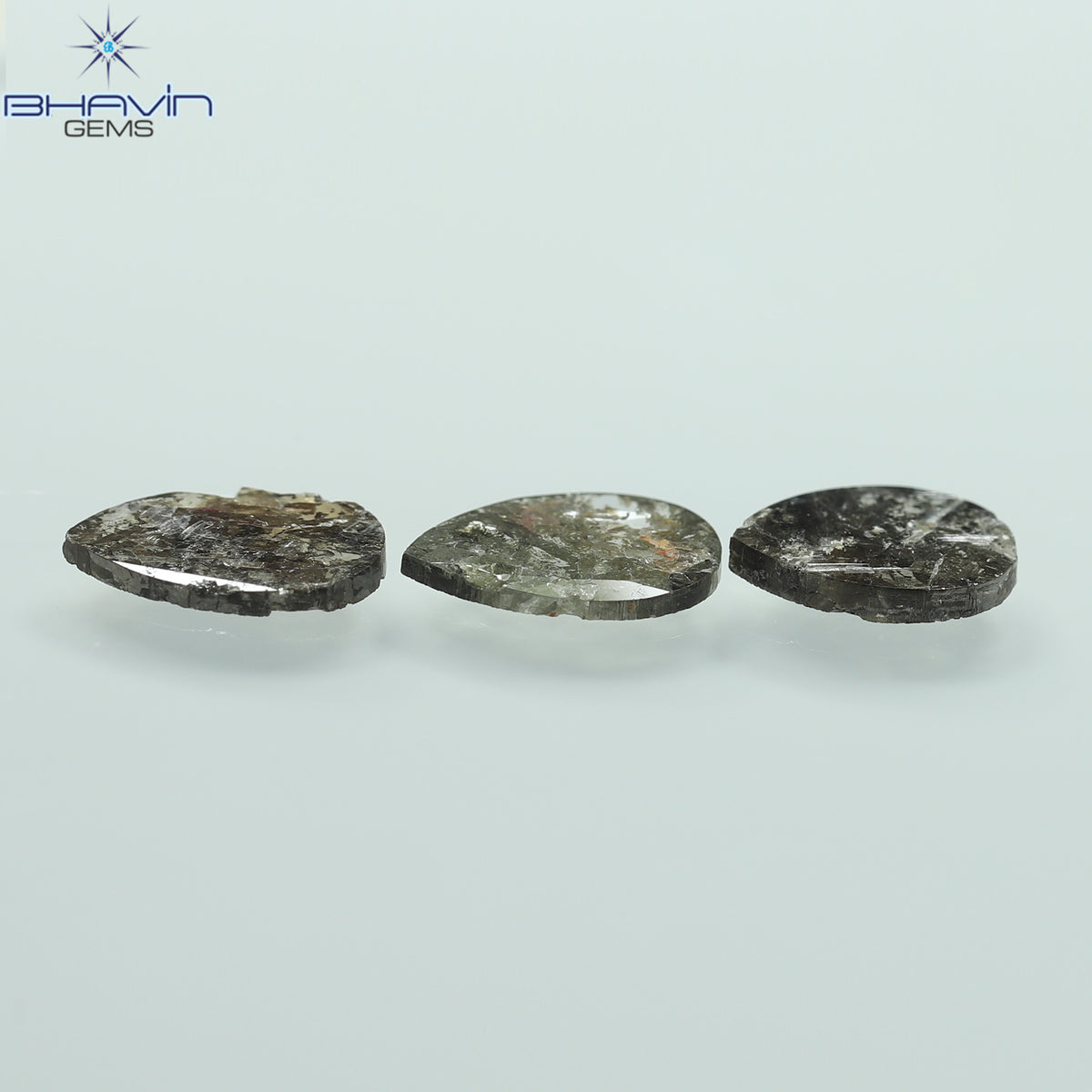 1.75 CT/5 ピース スライス形状 天然ダイヤモンド ソルト アンド ペッパー カラー I3 クラリティ (10.45 MM)