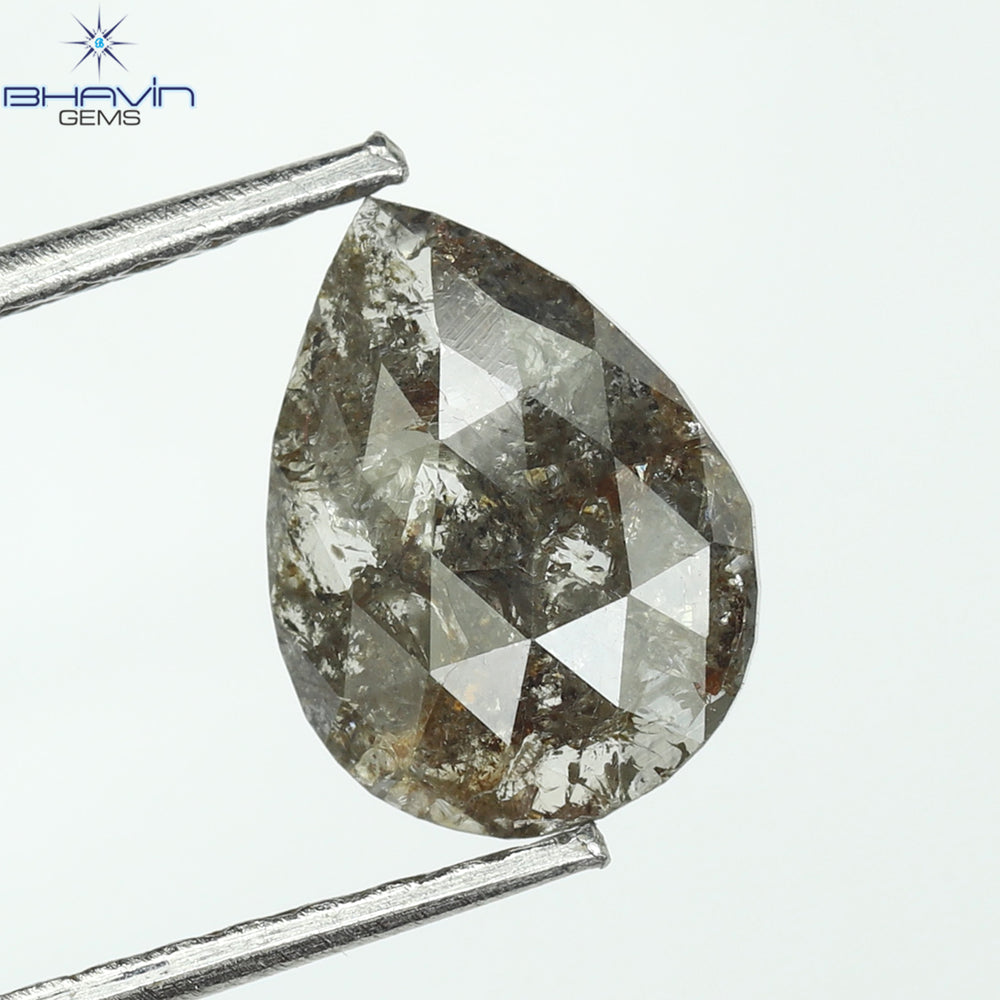 0.82 CT Pear Shape Natural Loose Diamond Salt And Pepper Color I3 Clarity (5.63 MM)