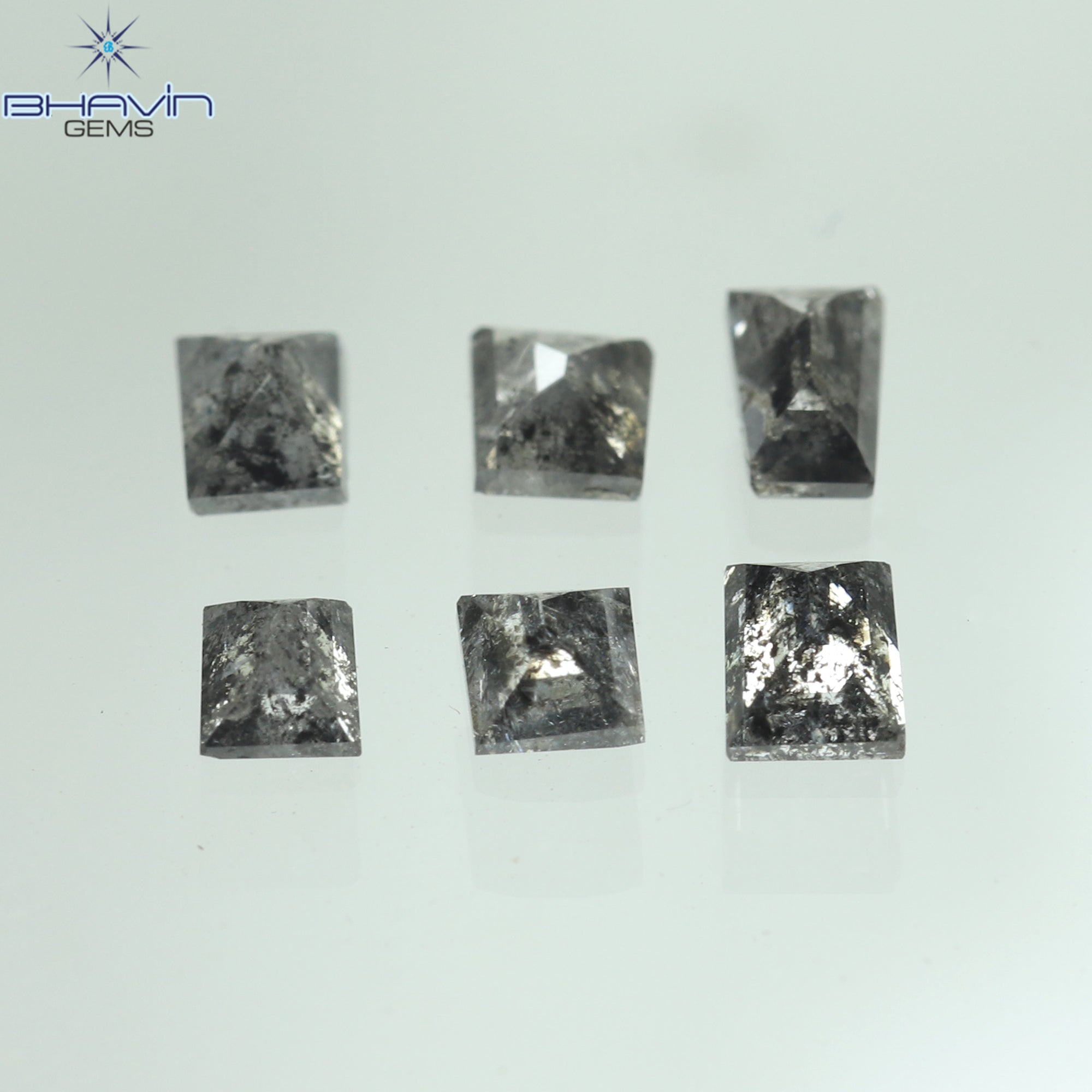 0.64 CT/6 Pcs Square Baguette Shape Natural Loose Diamond Salt And Pepper Color I3 Clarity (3.20 MM)