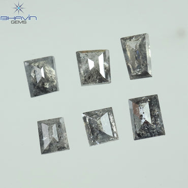 0.64 CT/6 Pcs Square Baguette Shape Natural Loose Diamond Salt And Pepper Color I3 Clarity (3.20 MM)