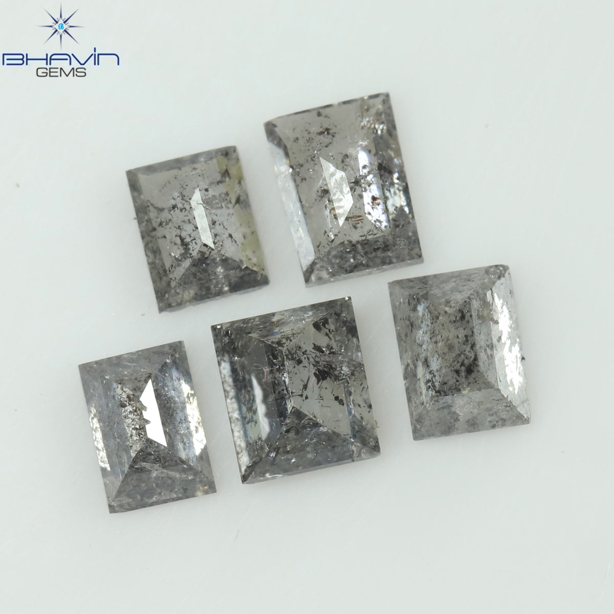 0.55 CT/5 Pcs Natural Baguette Diamond Salt and Pepper Color Clarity I3 (3.44 MM)