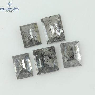 0.55 CT/5 Pcs Natural Baguette Diamond Salt and Pepper Color Clarity I3 (3.44 MM)
