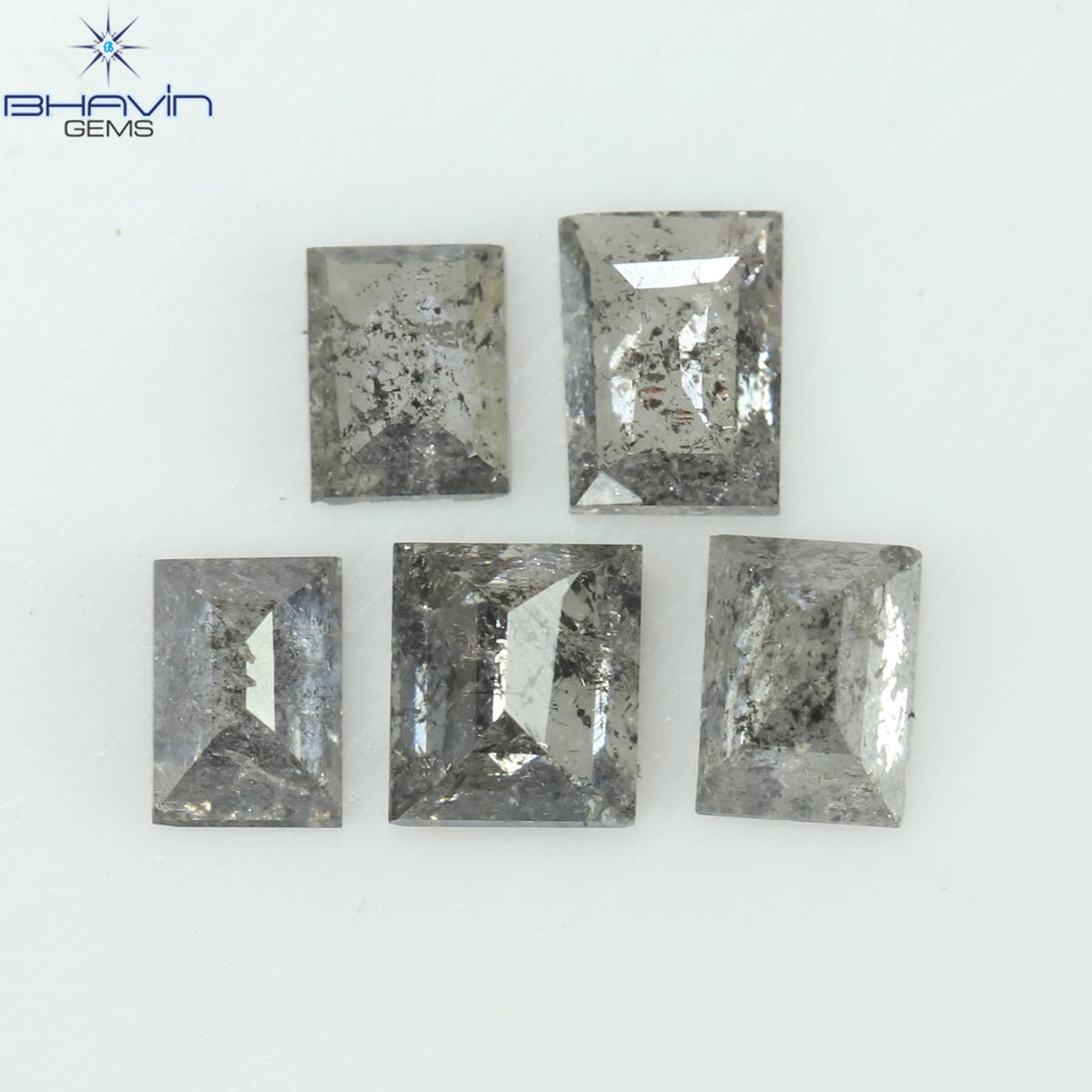 0.55 CT/5 Pcs Natural Baguette Diamond Salt and Pepper Color Clarity I3 (3.44 MM)