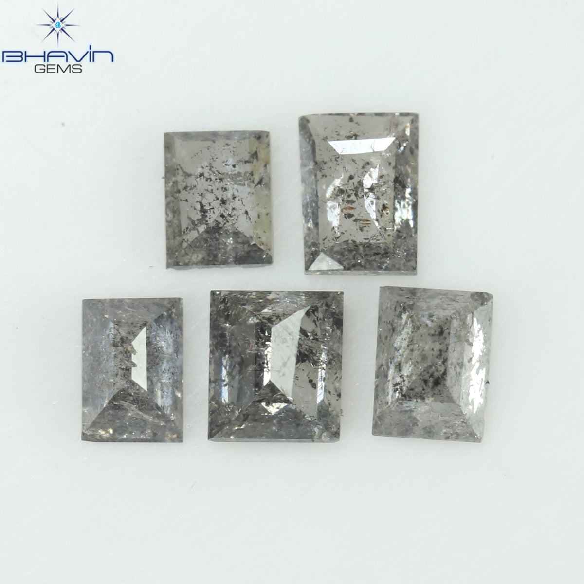 0.55 CT/5 Pcs Natural Baguette Diamond Salt and Pepper Color Clarity I3 (3.44 MM)