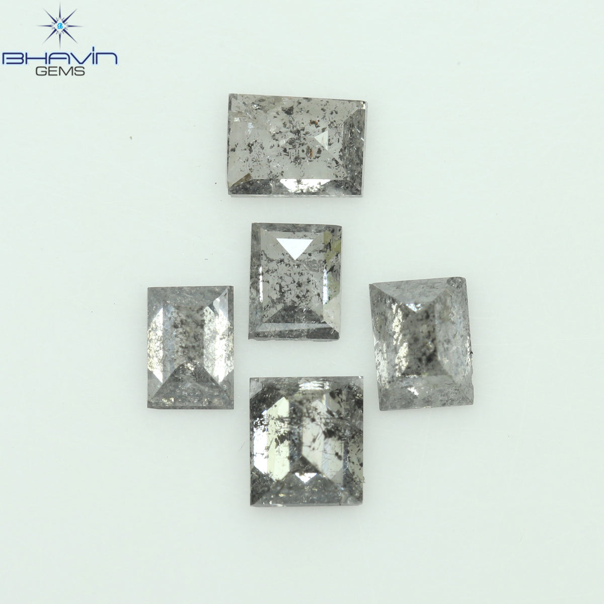 0.55 CT/5 Pcs Natural Baguette Diamond Salt and Pepper Color Clarity I3 (3.44 MM)