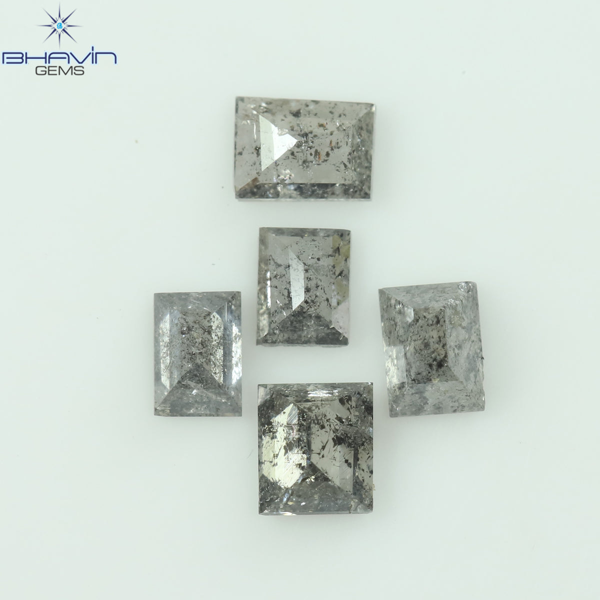 0.55 CT/5 Pcs Natural Baguette Diamond Salt and Pepper Color Clarity I3 (3.44 MM)