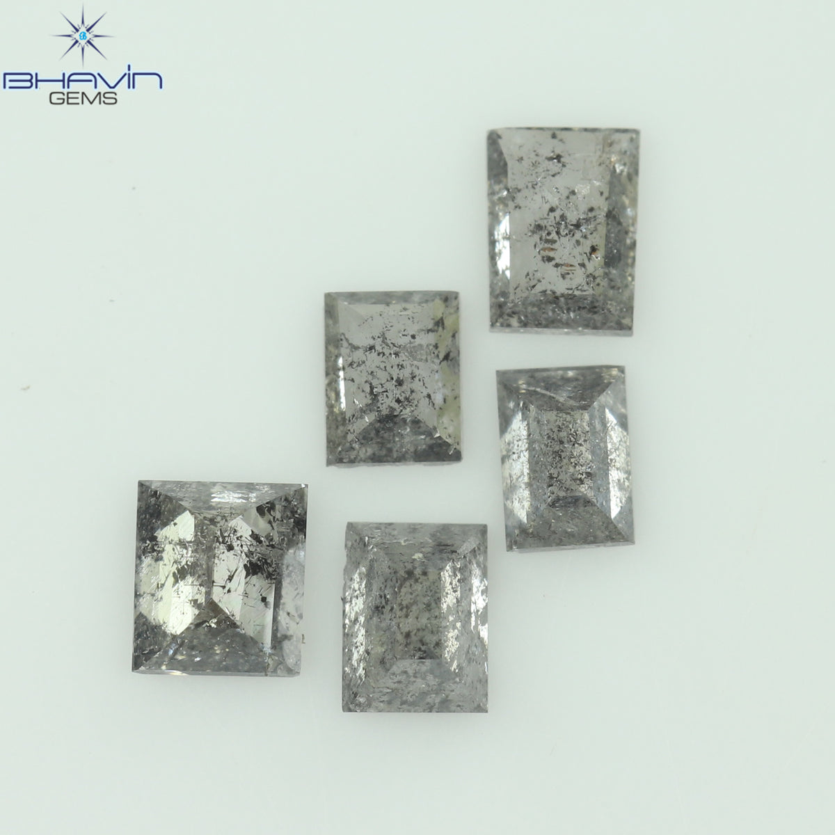 0.55 CT/5 Pcs Natural Baguette Diamond Salt and Pepper Color Clarity I3 (3.44 MM)