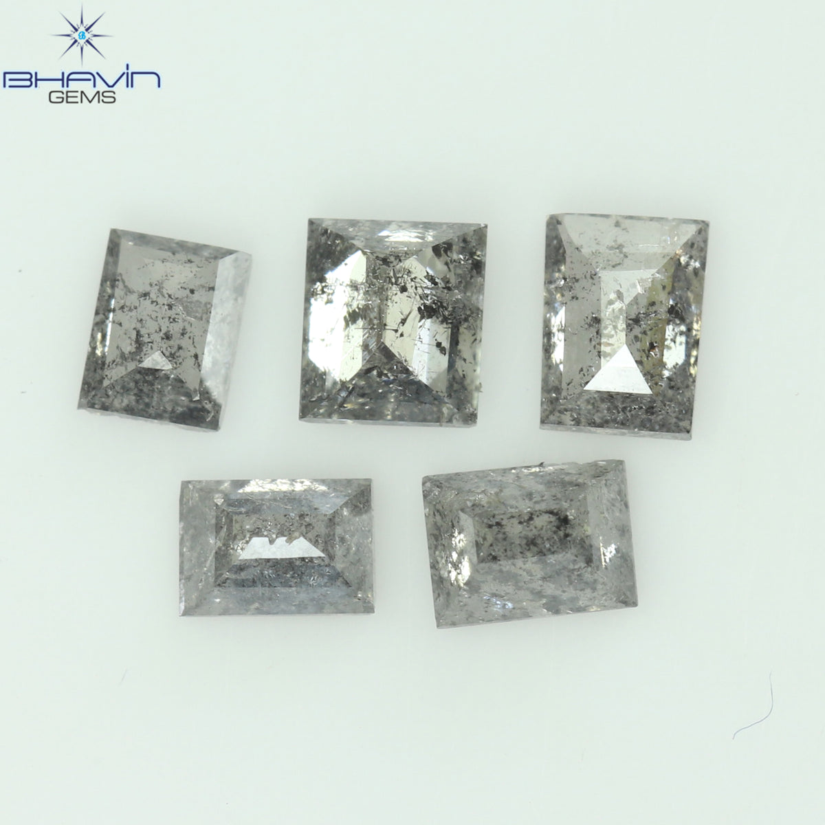 0.55 CT/5 Pcs Natural Baguette Diamond Salt and Pepper Color Clarity I3 (3.44 MM)