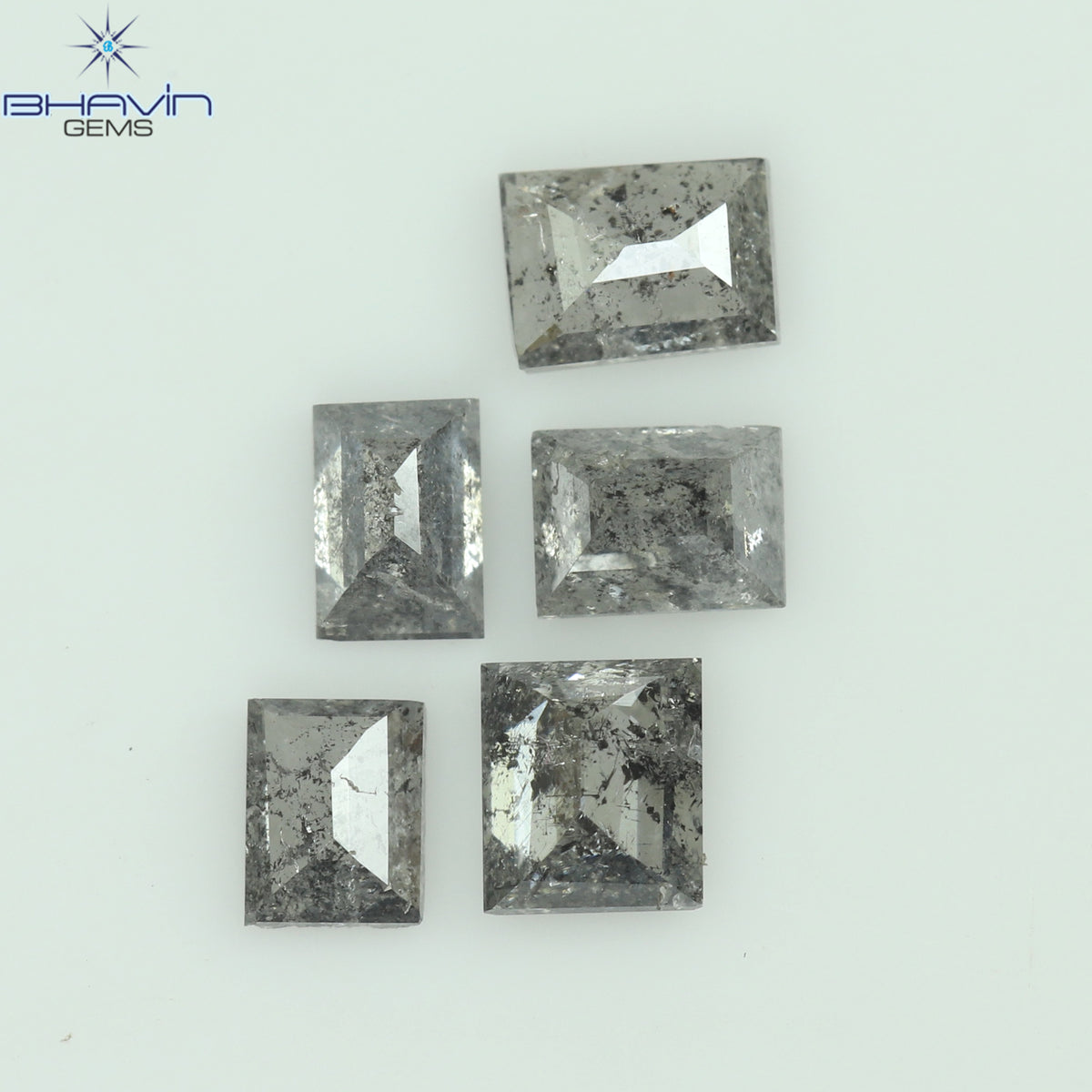 0.55 CT/5 Pcs Natural Baguette Diamond Salt and Pepper Color Clarity I3 (3.44 MM)