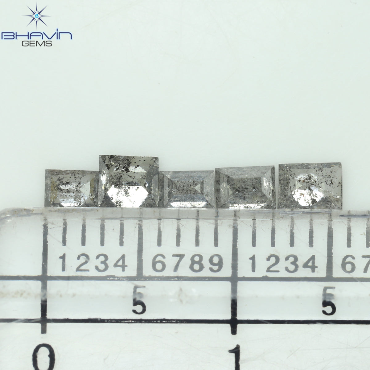 0.55 CT/5 Pcs Natural Baguette Diamond Salt and Pepper Color Clarity I3 (3.44 MM)